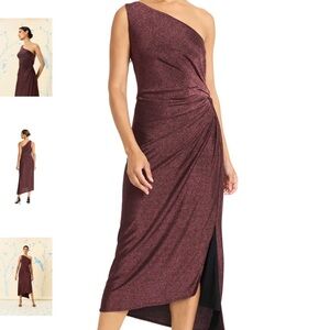 Maggy London One-Shoulder Wine Dress